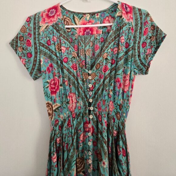 Spell & the Gypsy Collective Babushka Turquoise Maxi Dress Gown Size XS b180E - Picture 6 of 10